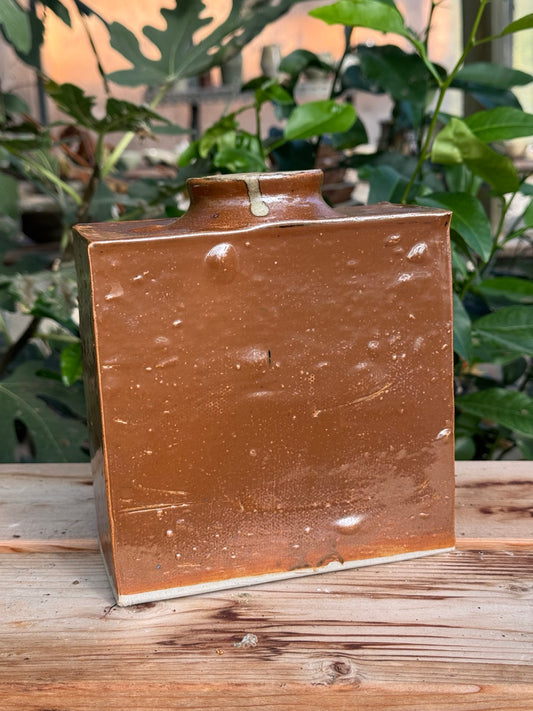 Grand vase rectangulaire – émail brun rouille – 03