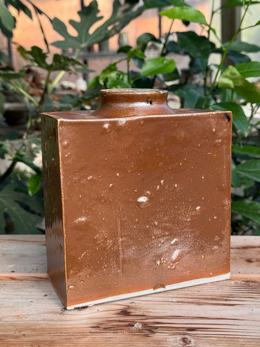 Grand vase rectangulaire – émail brun rouille – 03