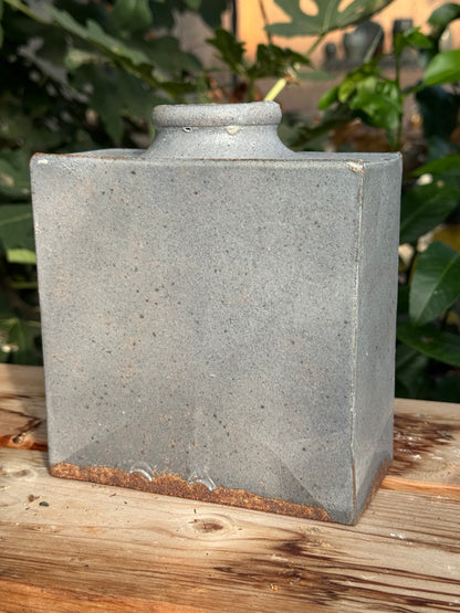 Grand vase rectangulaire – grès rouge, Shino maison – 09